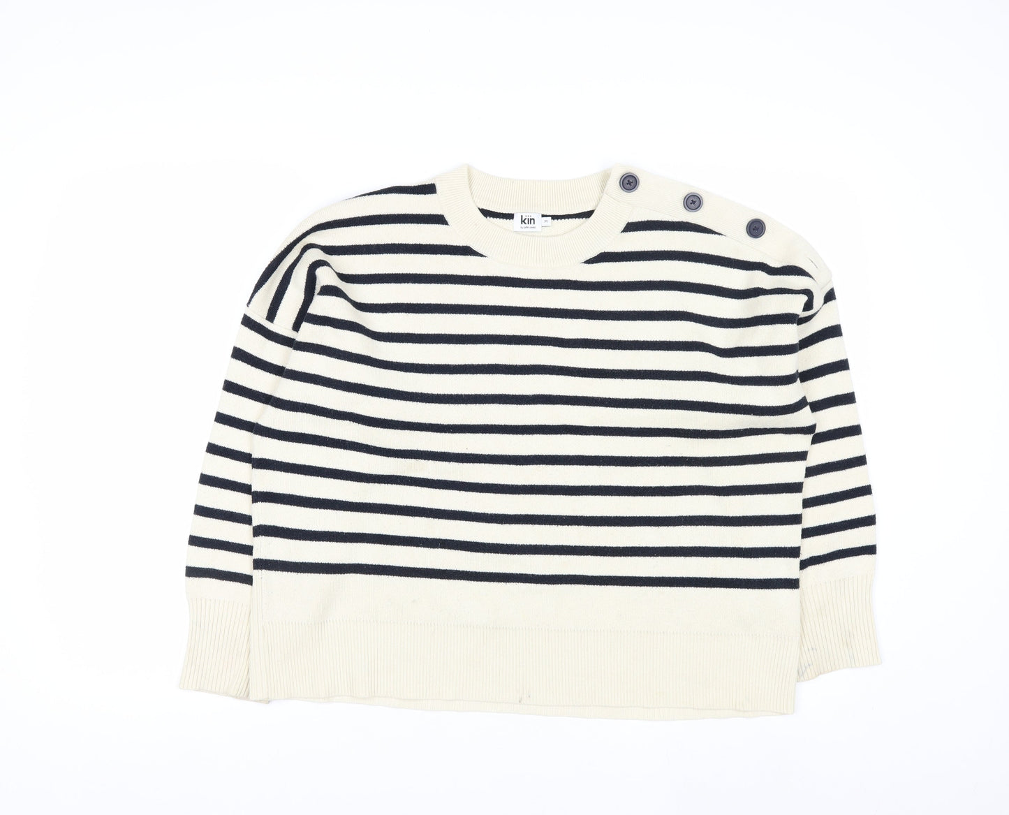 Kin by John Lewis Women Ivory Striped Pullover Jumper M