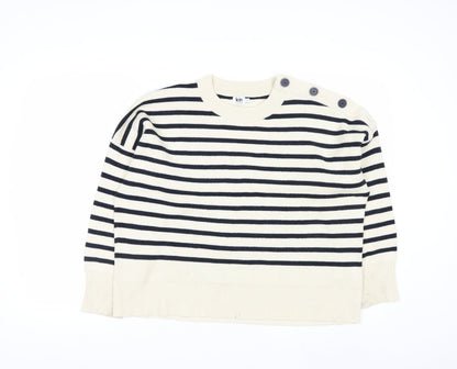 Kin by John Lewis Women Ivory Striped Pullover Jumper M
