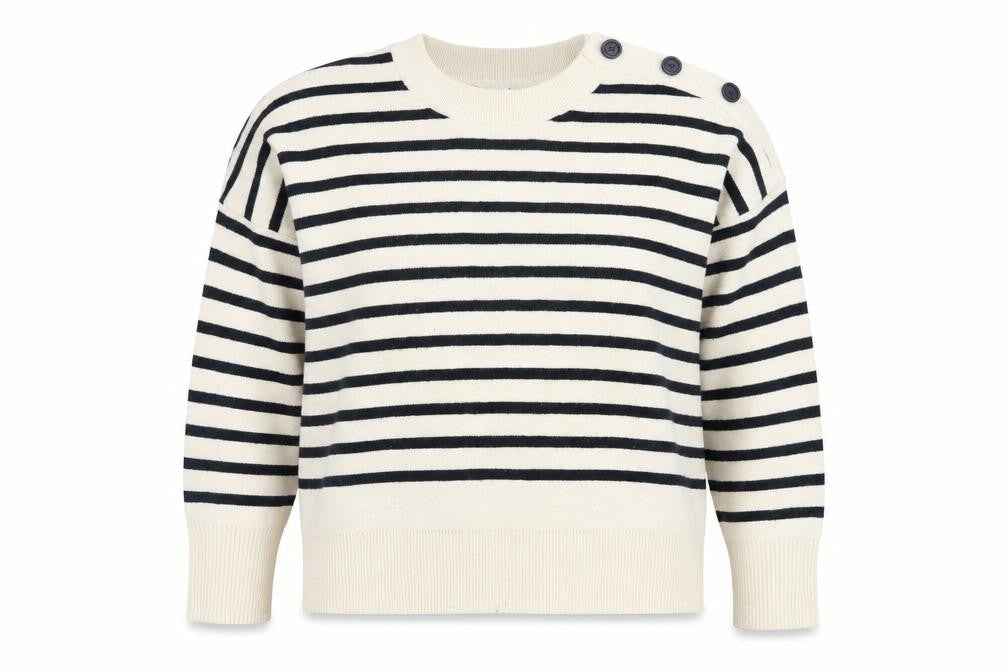 Kin by John Lewis Women Ivory Striped Pullover Jumper M