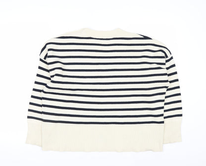 Kin by John Lewis Women Ivory Striped Pullover Jumper M
