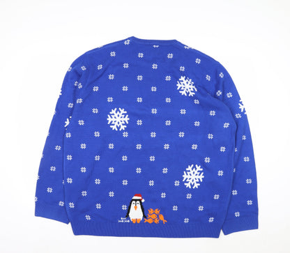 Marks and Spencer Men's Blue Penguin Christmas Jumper XXL