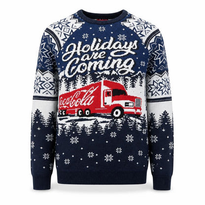Coca-Cola Men's Blue Christmas Pullover Jumper M Winter Knit