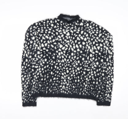 Marks and Spencer Women’s Black Animal Print Fluffy Jumper Size M