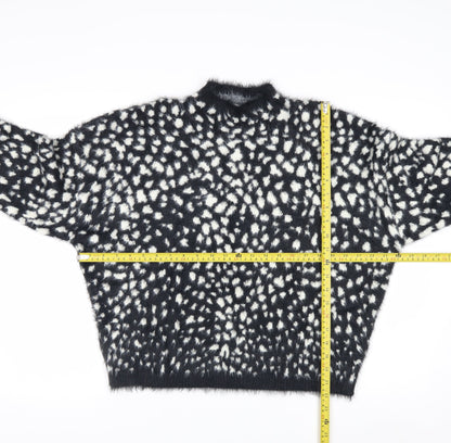 Marks and Spencer Women’s Black Animal Print Fluffy Jumper Size M