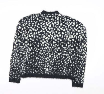 Marks and Spencer Women’s Black Animal Print Fluffy Jumper Size M