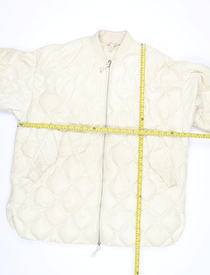 H&M Women’s Ivory Quilted Down Bomber Jacket Size S