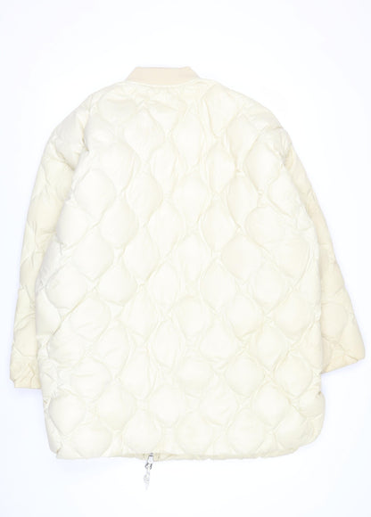 H&M Women’s Ivory Quilted Down Bomber Jacket Size S