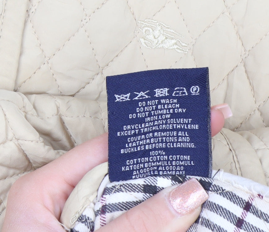 Burberry London Women's Beige Quilted Jacket XL Classic Cotton Lined