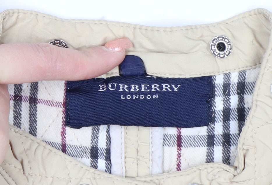 Burberry London Women's Beige Quilted Jacket XL Classic Cotton Lined