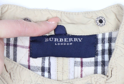 Burberry London Women's Beige Quilted Jacket XL Classic Cotton Lined