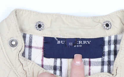 Burberry London Women's Beige Quilted Jacket XL Classic Cotton Lined