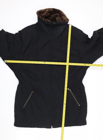 Forecaster of Boston Womens Black XS Faux Fur Trim Winter Parka Coat