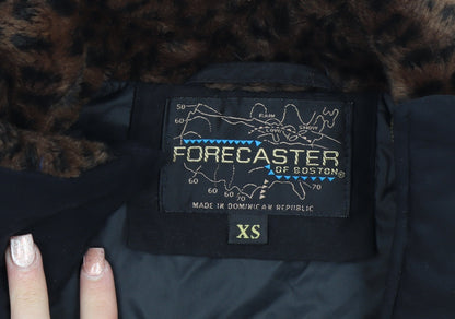 Forecaster of Boston Womens Black XS Faux Fur Trim Winter Parka Coat