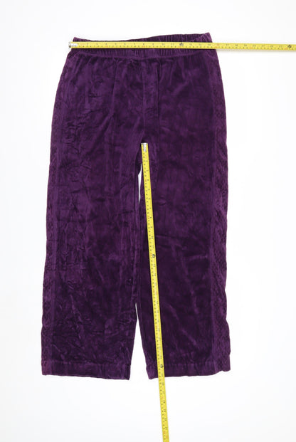 Ms. Lee Women Purple Velvet Straight Leg Trousers L