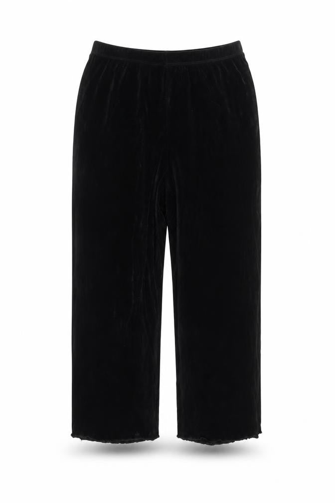Alfred Dunner Womens Black XS Wide-Leg Velvet Trousers