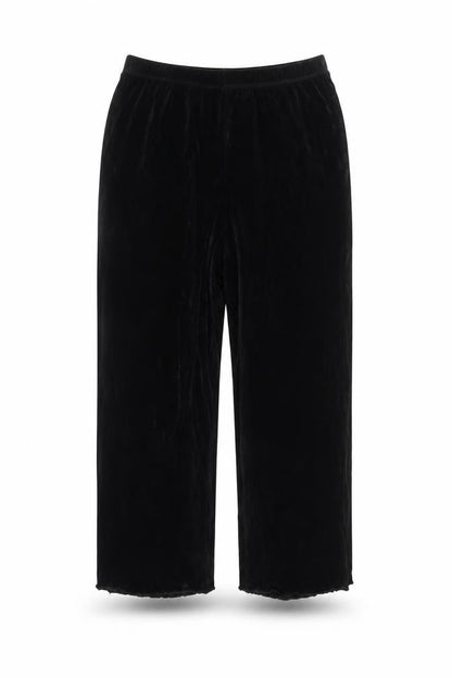 Alfred Dunner Womens Black XS Wide-Leg Velvet Trousers