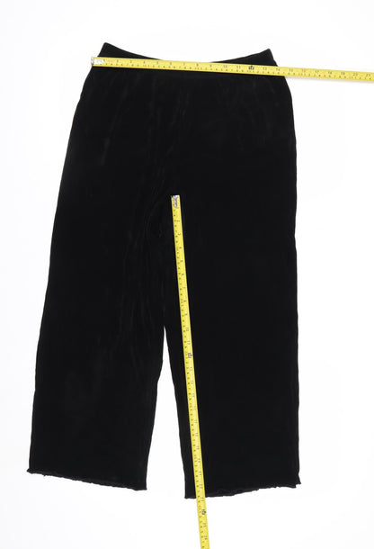 Alfred Dunner Womens Black XS Wide-Leg Velvet Trousers