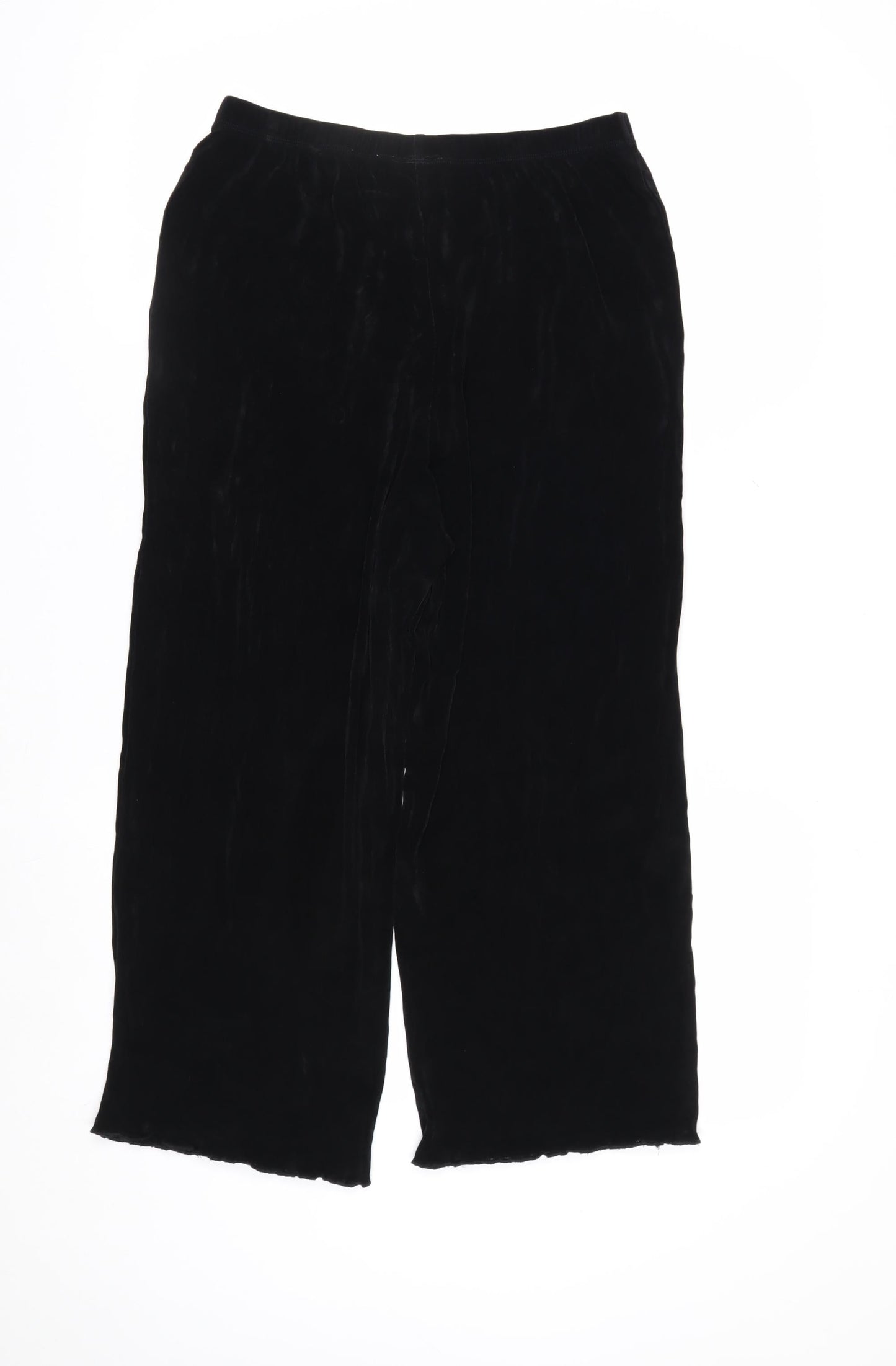 Alfred Dunner Womens Black XS Wide-Leg Velvet Trousers