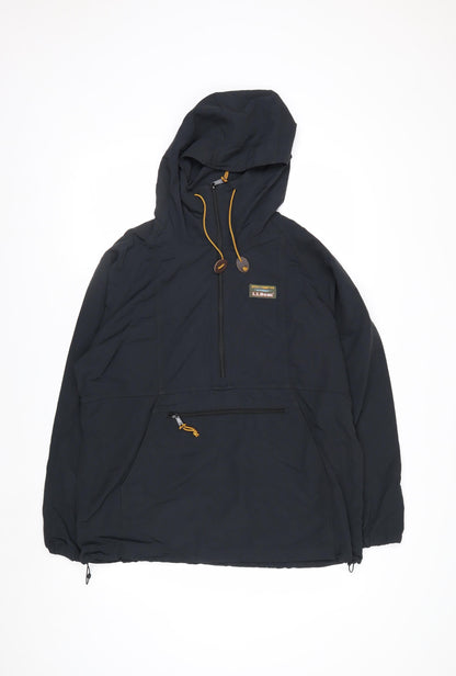 L.L. Bean Men's Black Nylon Anorak Hooded Jacket Size M Regular