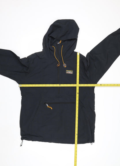 L.L. Bean Men's Black Nylon Anorak Hooded Jacket Size M Regular