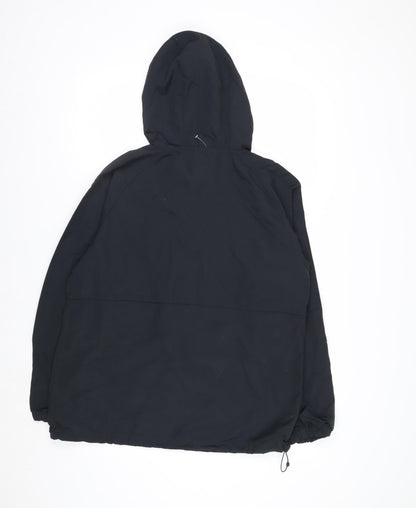 L.L. Bean Men's Black Nylon Anorak Hooded Jacket Size M Regular