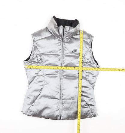 Nike Womens Silver Puffer Waistcoat S Sleeveless Sports Gilet