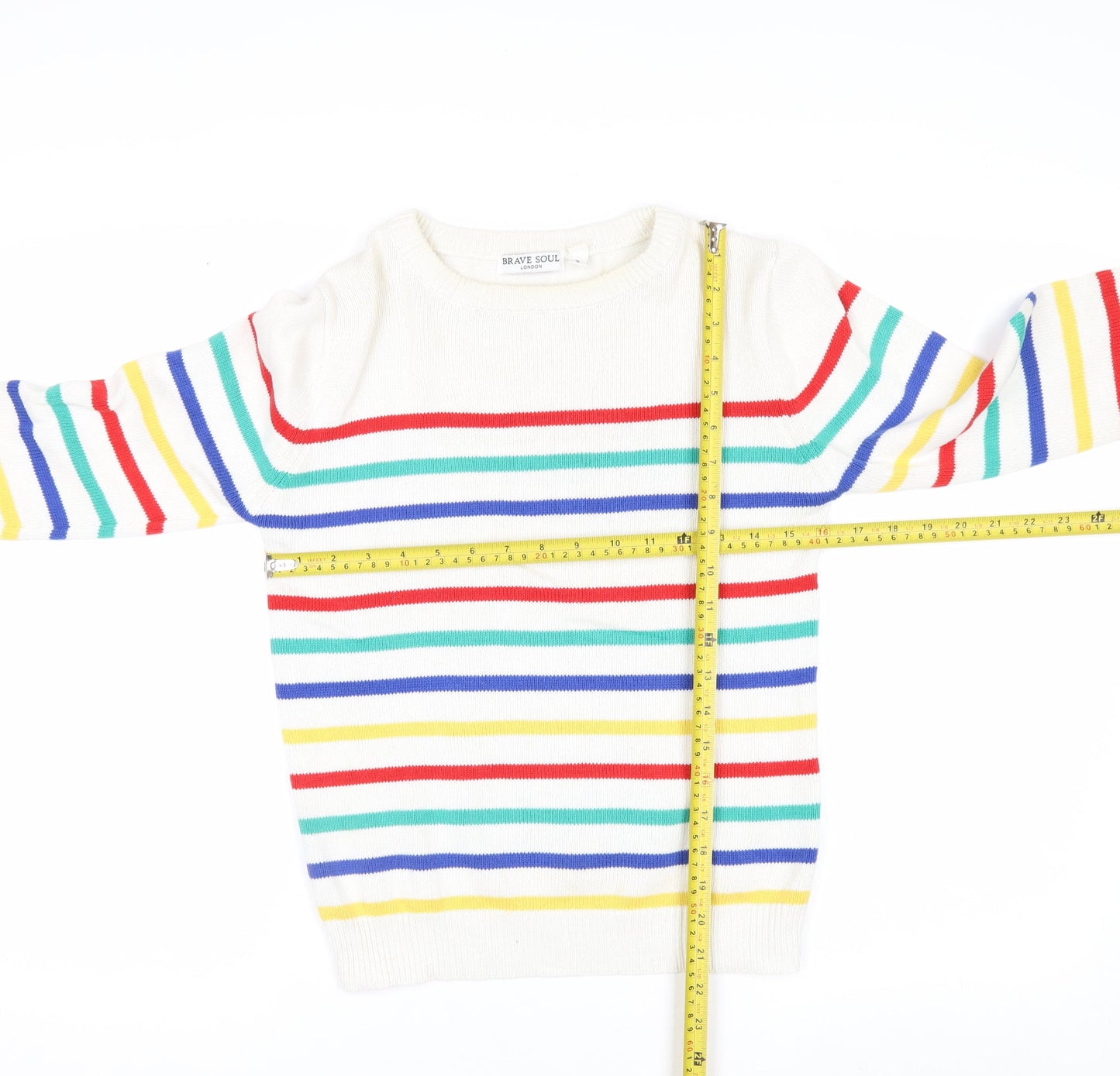 Brave Soul Women's Multicoloured Stripe Cotton Jumper Size S