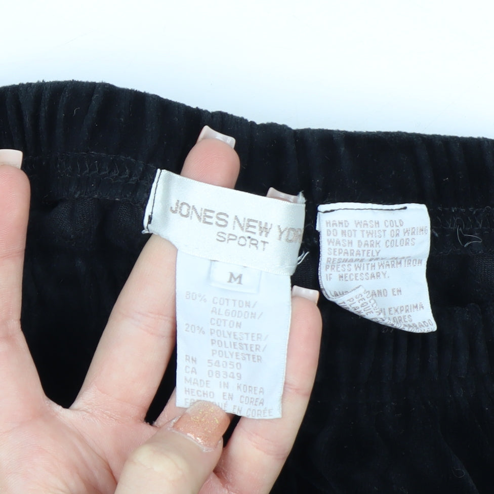 Jones New York Women’s Black Velour Elastic Waist Trousers Size M