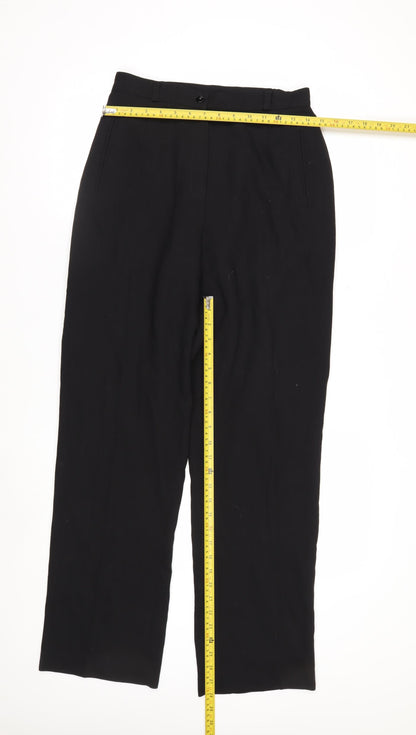 Valliani Women Black Wool Straight Leg Trousers Size 10