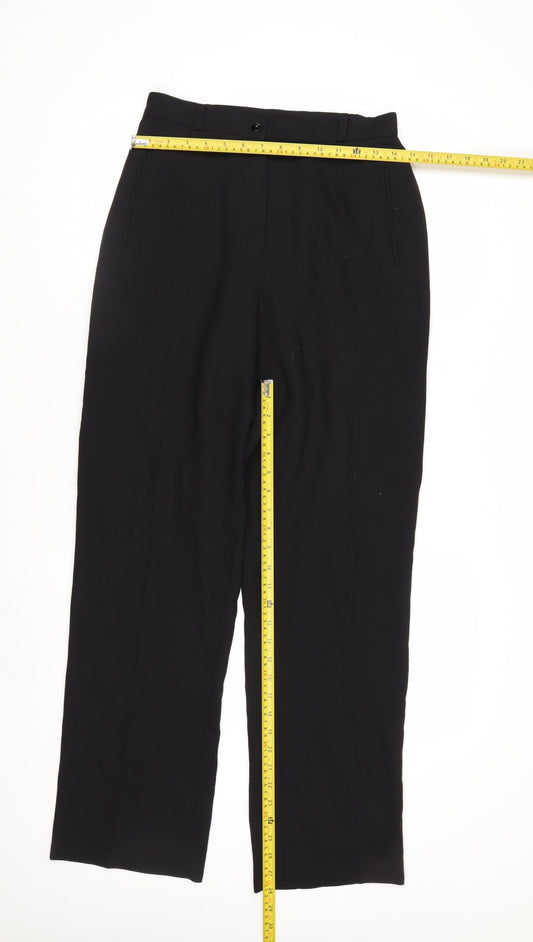 Valliani Women Black Wool Straight Leg Trousers Size 10