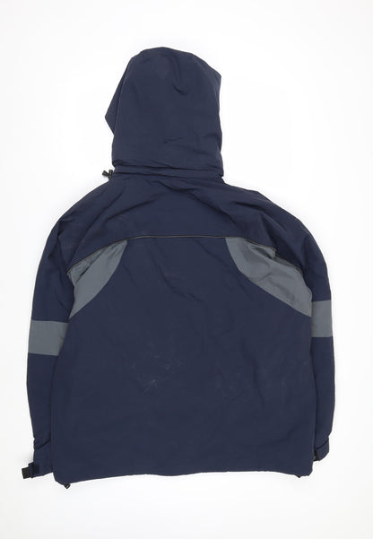 North End Men's Blue Waterproof Hooded Parka Jacket L