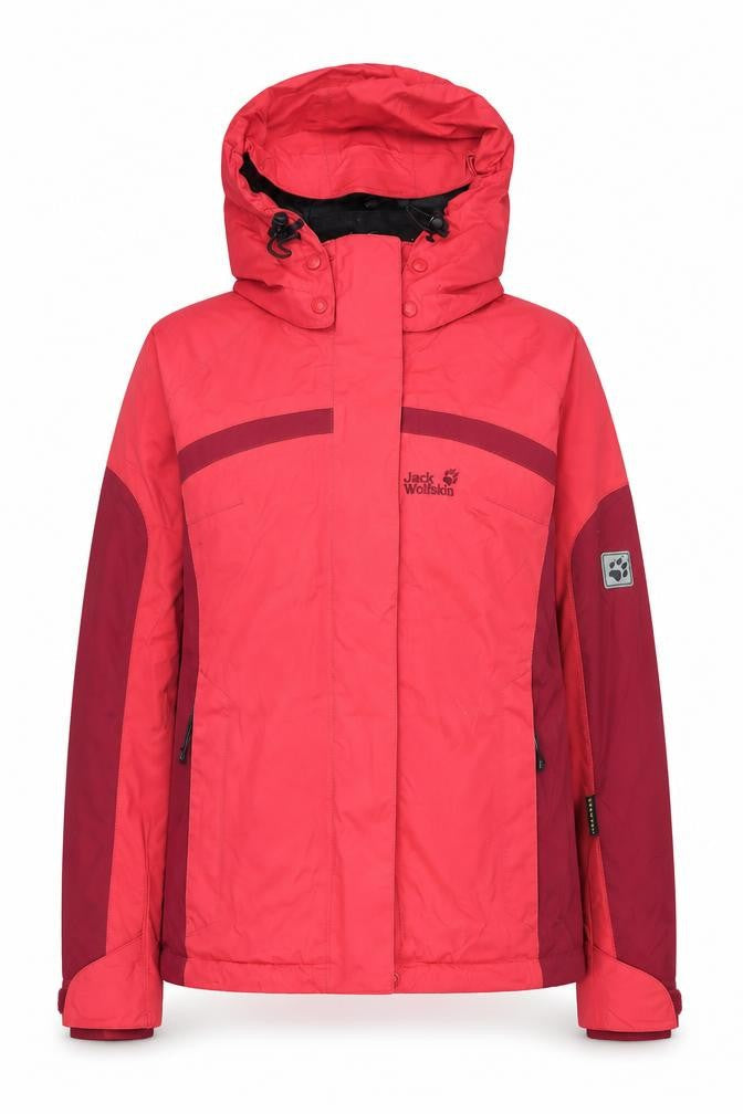 Jack Wolfskin Women Pink Hooded Waterproof Ski Jacket Size 8