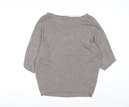 Miss Captain Trend Women’s Beige Sequin 3/4 Sleeve Cotton Jumper M