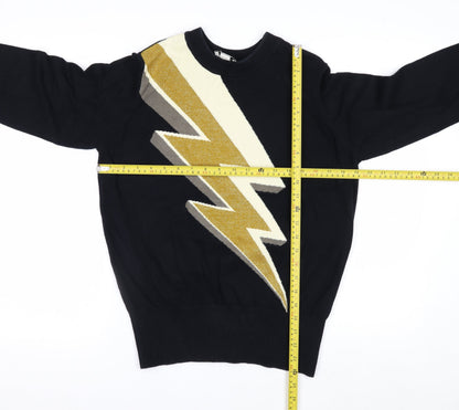 Joanie Women's Black Lightning Pullover Jumper Medium Knit Cotton