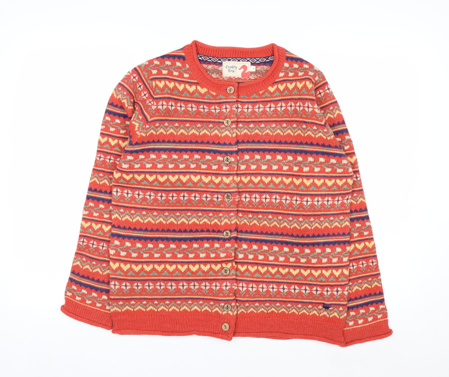 Country Rose Women's Red Fair Isle Knit Cardigan Size S