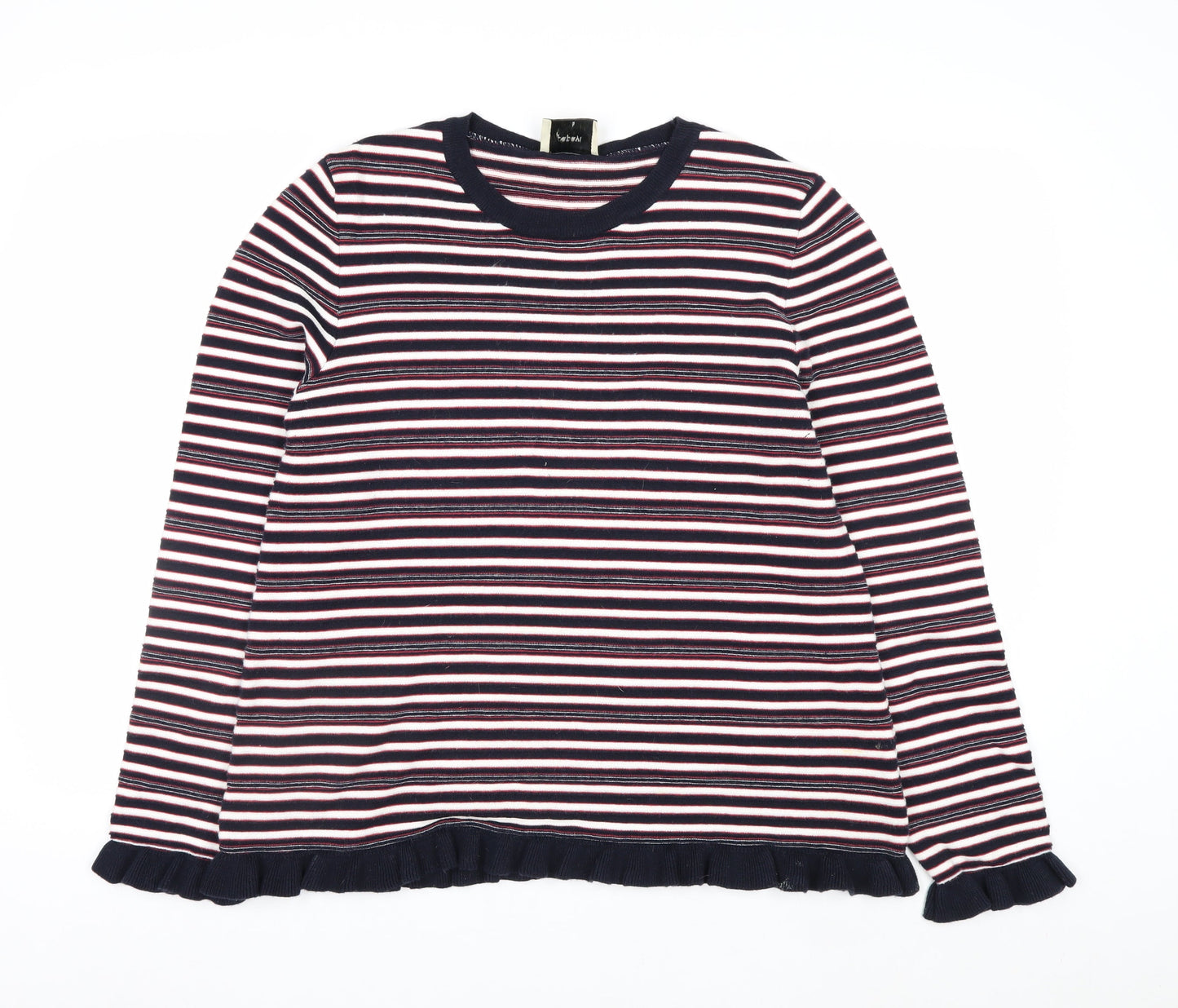Papaya Women’s Multicoloured Striped Crew Neck Cotton Jumper Size 16