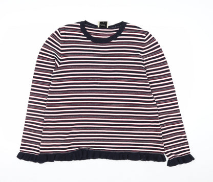 Papaya Women’s Multicoloured Striped Crew Neck Cotton Jumper Size 16