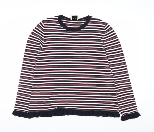 Papaya Women’s Multicoloured Striped Crew Neck Cotton Jumper Size 16