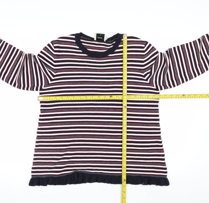 Papaya Women’s Multicoloured Striped Crew Neck Cotton Jumper Size 16
