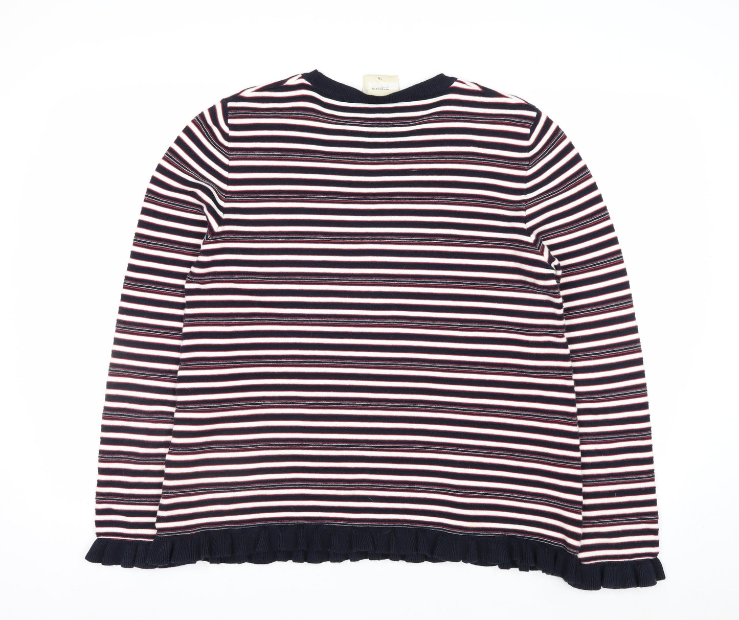 Papaya Women’s Multicoloured Striped Crew Neck Cotton Jumper Size 16