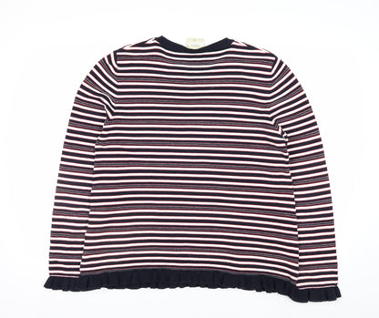 Papaya Women’s Multicoloured Striped Crew Neck Cotton Jumper Size 16