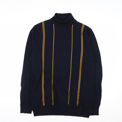 Next Men’s Blue Roll Neck Striped Knit Jumper Size M