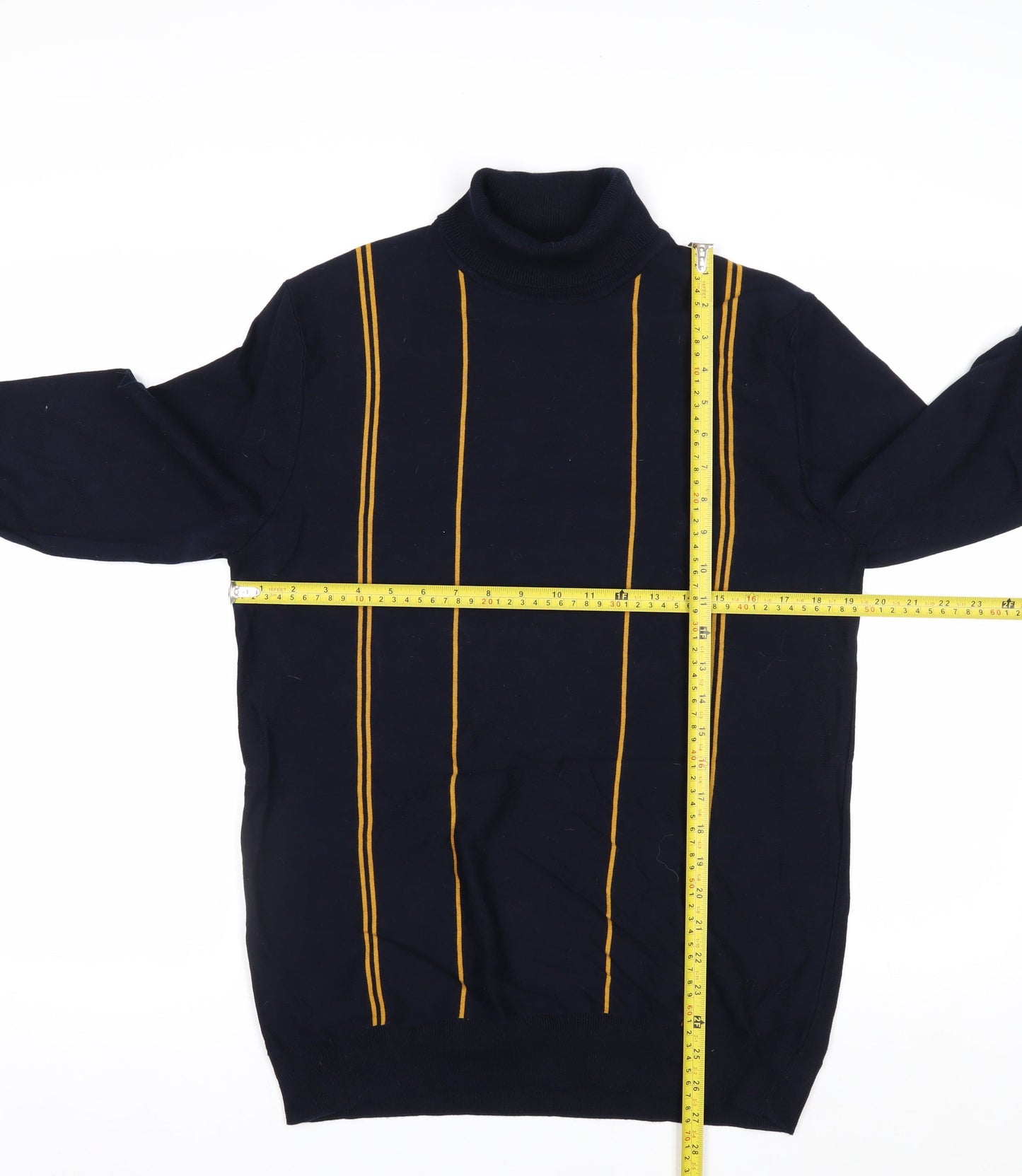 Next Men’s Blue Roll Neck Striped Knit Jumper Size M