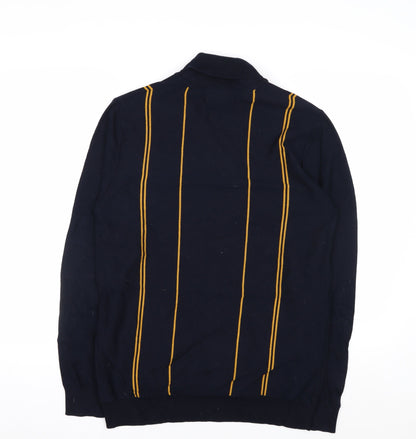 Next Men’s Blue Roll Neck Striped Knit Jumper Size M