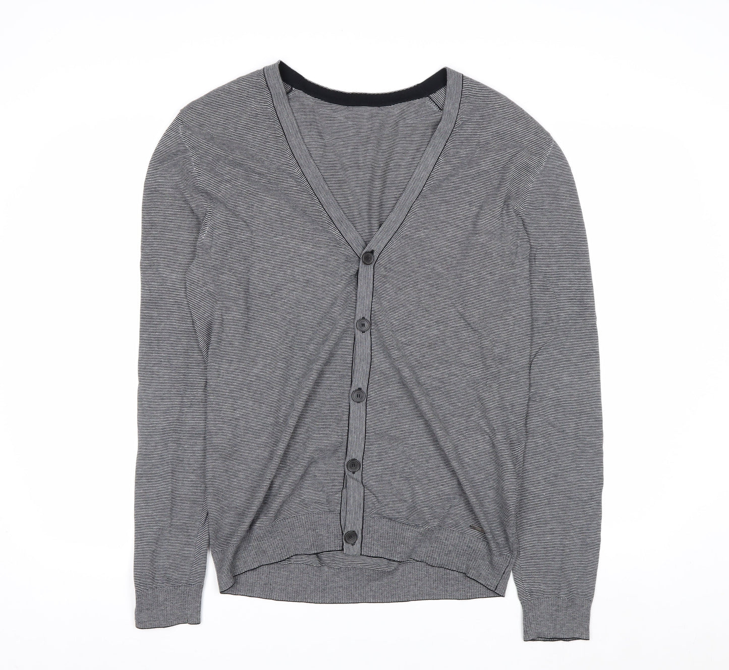 Hugo Boss Men's Grey Cotton V-Neck Button Cardigan M