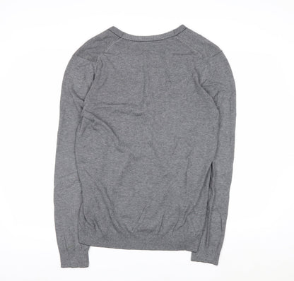 Hugo Boss Men's Grey Cotton V-Neck Button Cardigan M