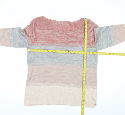 Next Womens Multicoloured Stripe Knit Jumper Size 18 Boat Neck 3/4 Sleeve
