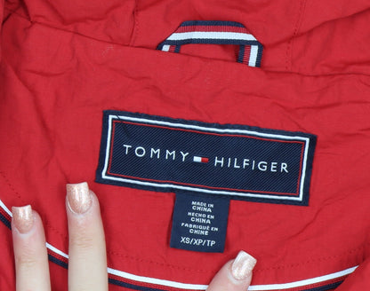 Tommy Hilfiger Men's Red Hooded Nylon Parka Jacket XS