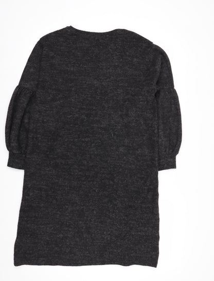 SADYESS Women Grey Knit Jumper Dress Size S Long Sleeve Crew Neck