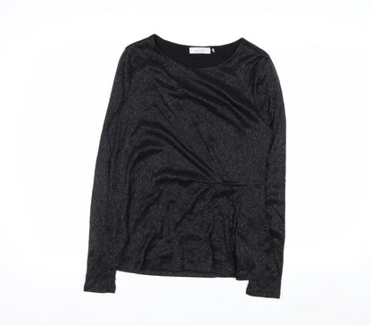 Marks and Spencer Per Una Black Metallic Long Sleeve Blouse Size 12